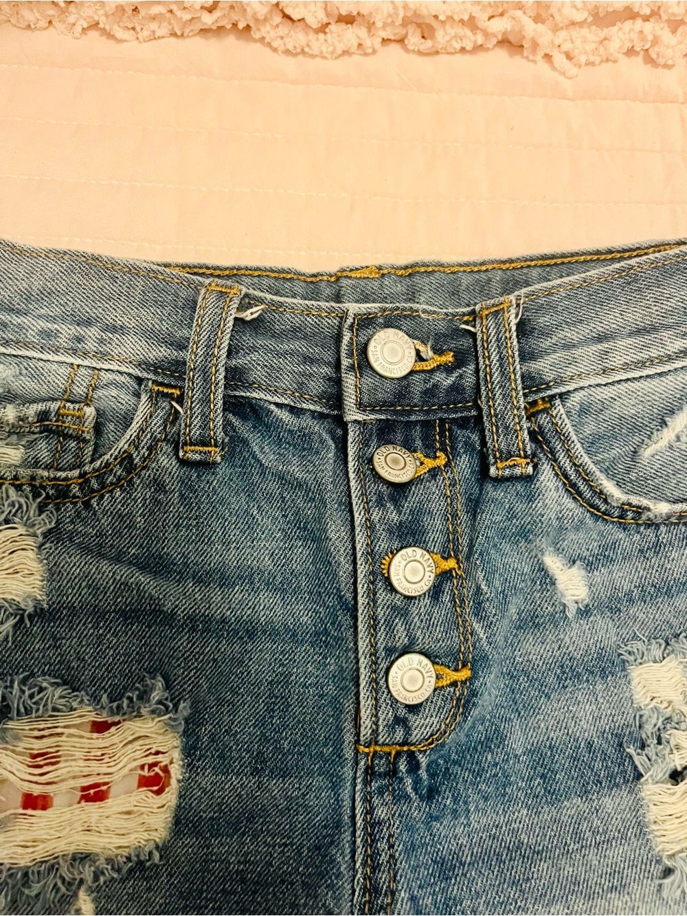 Old Navy Denim Shorts with American Flag Red, White, & Blue Pocket Details - Picture 4 of 12